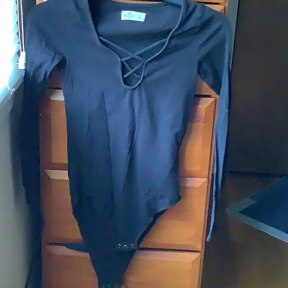 Hollister Black Quarter Tie Up Bodysuit